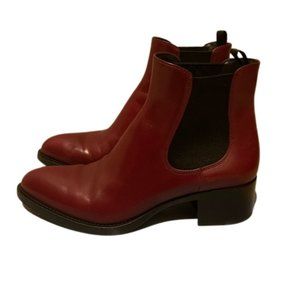 Prada Oxblood Leather Chelsea Ankle Boots SZ 40